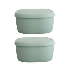 粉彩矽膠密封保鮮盒 綠色, 2個