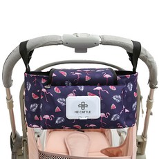 大容量印花嬰兒推車收納袋, 紅鶴款, 1入