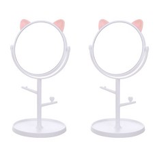 네이처타임즈 다용도 회전 탁상거울 2p, 고양이 화이트