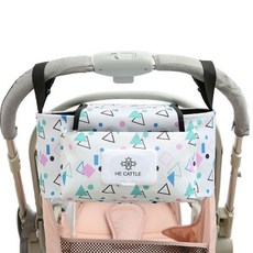 大容量印花嬰兒推車收納袋, 三角形款, 1入