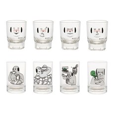 ssueim 卡通人物印花玻璃燒啤杯 4入+燒酒杯 4入, 燒酒玻璃（47 x 60 毫米），小麥玻璃（59 x 88 毫米）, 1套
