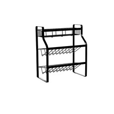 廚房3層簡易餐具瀝水架, 黑色的