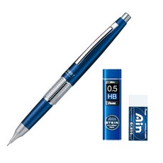 Pentel 飛龍文具 萬年CIL Kerry自動鉛筆 藍色 P1035-CD + AIN 自動鉛筆芯 HB + AIN 橡皮擦, 0.5mm, 1套