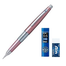 Pentel 飛龍文具 萬年 CIL KERRY 自動鉛筆 Rosé P1035-PD + AIN 自動鉛筆筆芯 HB + AIN 橡皮擦, 0.5mm, 1組