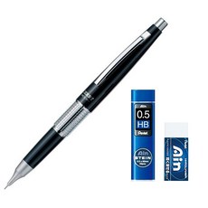 Pentel 飛龍文具 萬年 CIL Kerry 自動鉛筆 黑色 P1035-AD + AIN 自動鉛筆芯 HB + AIN 橡皮擦 組合, 0.5mm, 1組