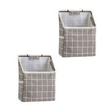 리비움 벽걸이 린넨 수낭 가방 Rv-0013254, 체크그레이, 2개