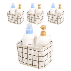 Livium 布料收納籃 白色格紋 Rv-0013258, 4個