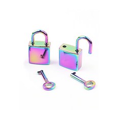 Pop MINDS雷射方形一般鎖 2入+愛心鑰匙 2入組, 1套