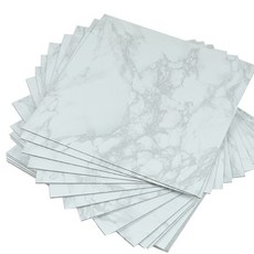 ROSEROSA 大理石紋黏貼式地磚 18入, 白色, 1組