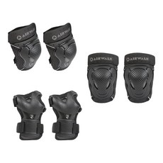 AIRWALK 成人高級 3 件套膝蓋 + 肘部 + 護腕左右套組, 黑色的