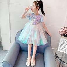 Bebe Mong Story 女童美人魚泡泡袖連身裙