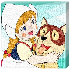 KMELLIE DIY 3D 畫框式 龍龍與忠狗 圓形 鑽石畫 25 x 25 cm, 混合色, 1個