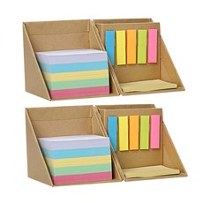 루시아이 올인원 연필꽂이 세트, 브라운(메모지포함), 2세트