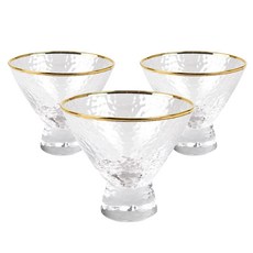 金邊玻璃點心杯, 混色, 3個
