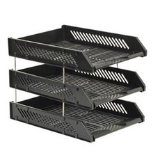 A4 紙文件存儲托盤 3 層文件架, 黑色的, 3層