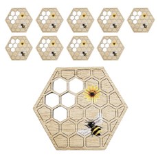 木質蜂窩造型杯墊 10入, 淺褐色的