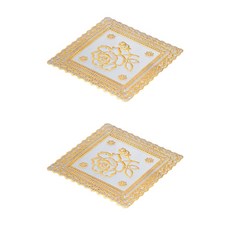 圓形塑膠杯墊, 金色, 2個