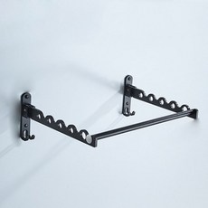 壁掛式多功能晾衣架 黑色 2入+桿組, 1套