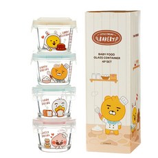 KAKAO FRIENDS Little 玻璃保鮮盒 4入組, 混色, 1組