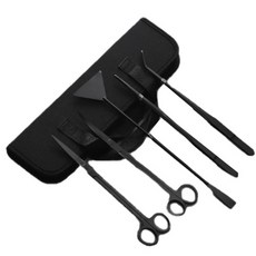 ZENOWIN水草鑷子剪刀 5種 黑色+收納包組, 1組