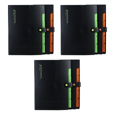 標籤文件收納包 2種*3入, 綠色, 橙色, 1套