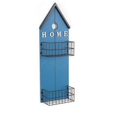 Momo壁掛式房子形狀多功能置物架收納整理盒 藍色, 1個