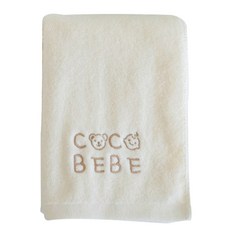 COCO BEBE 嬰兒莫代爾字母刺繡浴巾 370g, 奶油白, 1入
