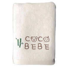 COCO BEBE 嬰兒字母刺繡浴巾 360g, 米色, 1入