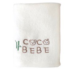 COCO BEBE 嬰兒字母刺繡浴巾 360g, 白色, 1入