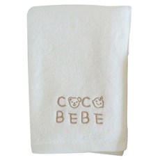 COCO BEBE 嬰兒莫代爾字母刺繡浴巾 370g, 白色, 1入