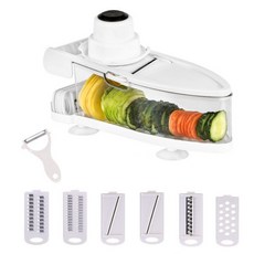 多功能切片機+刨絲器組合 6件, 白色的, 1套