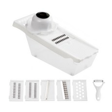 多功能長方形切片機+刨絲器組合 5件, 白色的, 1套