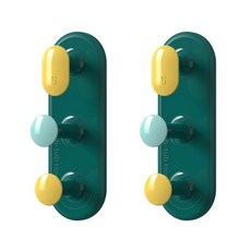 욕실 주방 다용도 벽부착 워시 텁 후크 걸이, 그린, 2개
