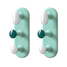 욕실 주방 다용도 벽부착 워시 텁 후크 걸이, 민트, 2개