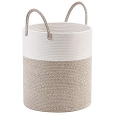 유스 빨래 바구니 라탄 투톤 LB-6, 아이보리 베이지, 1개