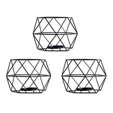 Odoz 黑色五角燭臺 13 x 13 x 10 cm A0020 3入, 黑色