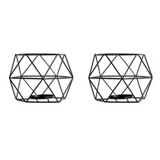 Odoz 黑色五角蠟燭臺 13 x 13 x 10 cm A0019 2入, 黑色