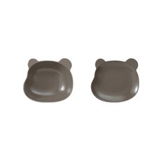 ERATO 小熊造型幼兒餐具 2件組, 碗+餐盤, 深棕色