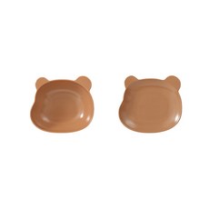 ERATO 小熊造型幼兒餐具 2件組, 碗+餐盤, 棕色