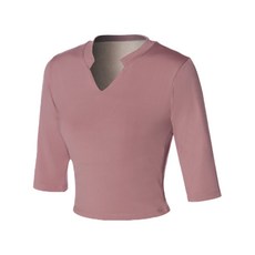 女款圓領開衩T恤 P1117