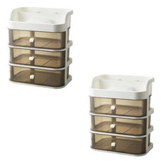 抽屜化妝品整理架 3層 棕色 YT_RA1558, 2個