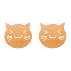 S&CT 杯墊 防滑木質杯墊 杯墊, 米色, 2個