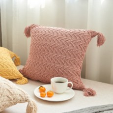 Wadada Shop 北歐風羊毛針織抱枕套, 粉紅色