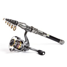 家真好超迷你捲線器碳纖維釣魚竿 D, 黑色的