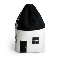 房子造型玩具收納袋, 白色, 1入