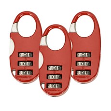 Pop Minds 小型迷你密碼鎖掛鎖紅色, 3個