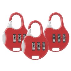 Pop Minds 密碼鎖小號掛鎖圓形紅色, 3個