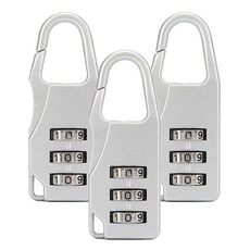 3位數密碼掛鎖 長款 銀白色, 3個