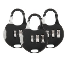 圓形3位數密碼掛鎖 黑銀色, 3個