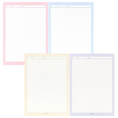 b fancy 基本款格子筆記本 B5 4件組, 淡粉色、淡藍色、淡黃色、淡紫色, 1套